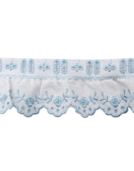 Δαντέλα Ασπροκέντημα Λευκό με Σιελ κωδ.15428