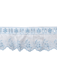 Δαντέλα ασπροκέντημα λευκό με σιελ κωδ.15726