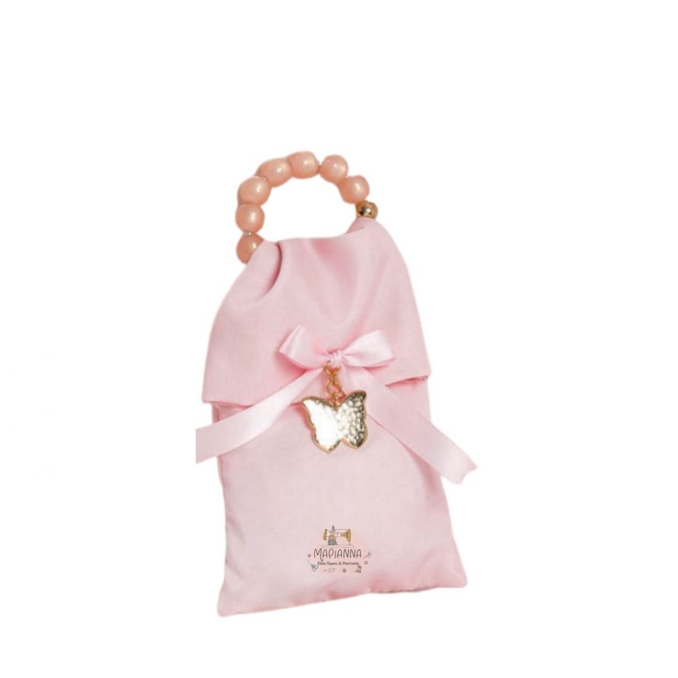 Premium Μπομπονιέρα Βάπτισης Πουγκί με Πεταλούδα κωδ.OW10778-20