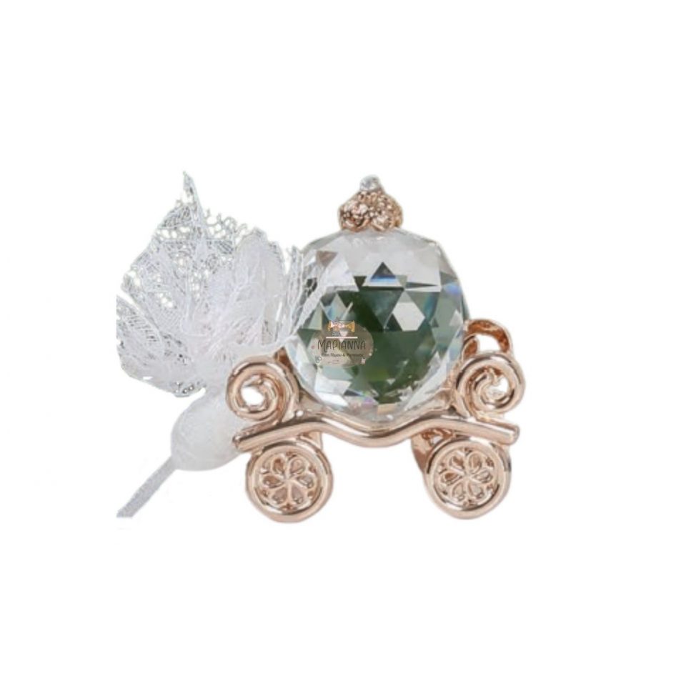 Premium Μπομπονιέρα Γάμου Άμαξα σε Ροζ Χρυσό κωδ.GBW11056-PG