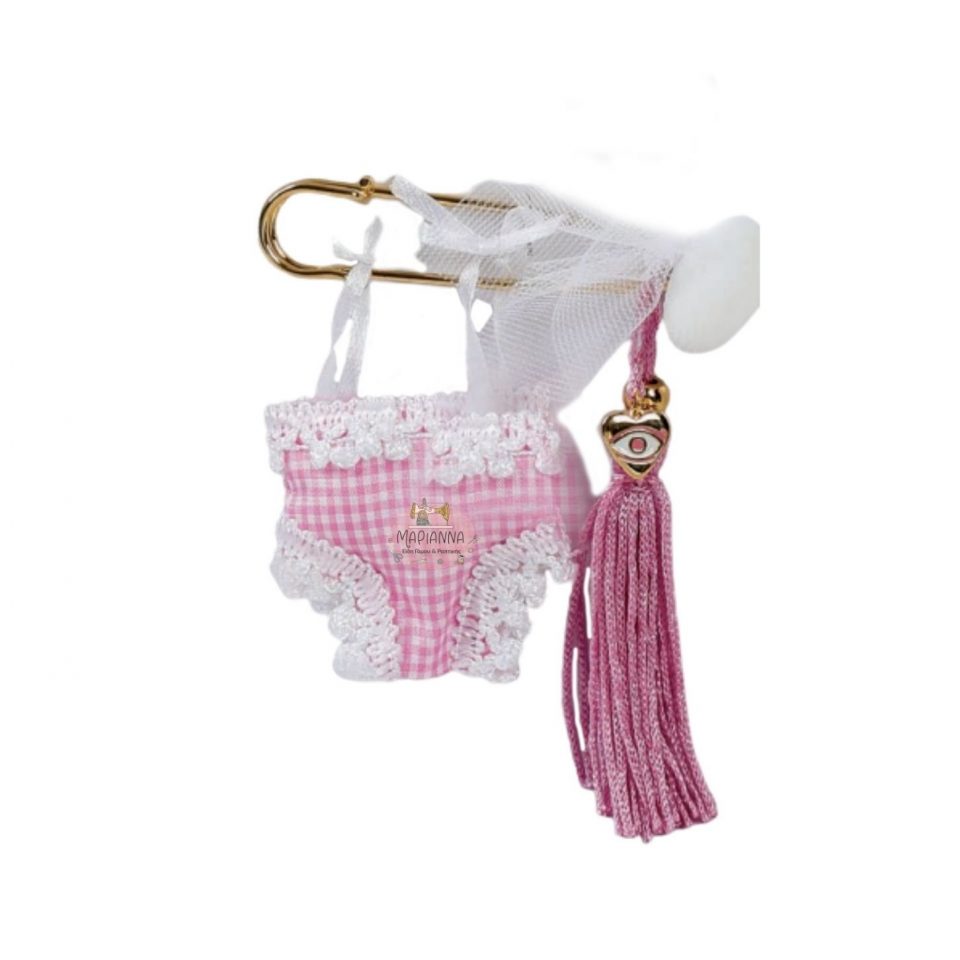 Premium Μπομπονιέρα Βάπτισης με Παραμάνα Βρακάκι κωδ.GBW10770-20