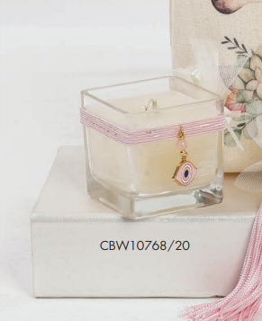 Premium Μπομπονιέρα Βάπτισης Βάζο με κερί και Ματάκι κωδ.CBW10768-20