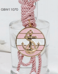 Premium Μπομπονιέρα Βάπτισης ροζ με χρυσή Άγκυρα κωδ.GBW11070