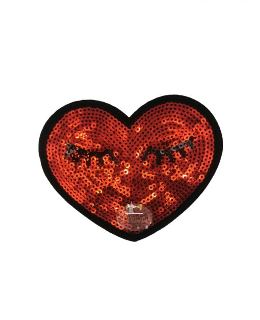 Μοτίφ Θερμοκολλητικό Κόκκινη καρδιά με παγιέτες κωδ.5242