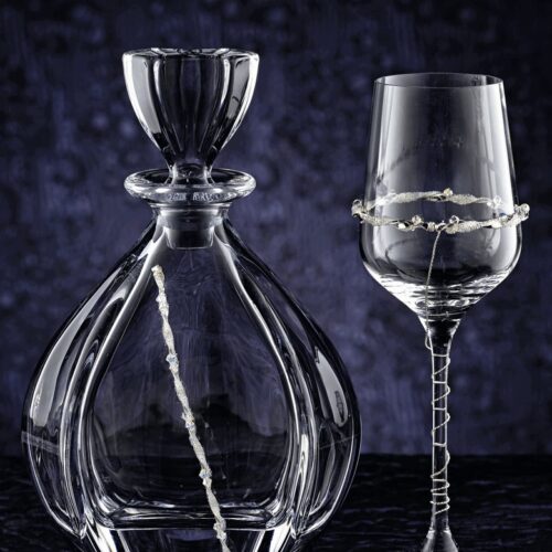 Σετ Γάμου Ασημένια 925 Καράφα-Ποτήρι κωδ.78 - Image 1