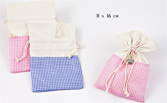 Πουγκί Λινό με κορδονάκι καρό κωδ.0215.14249 - Image 1