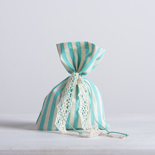 Πουγκί Υφασμάτινο Ριγέ Εκρού-Βεραμάν 12×17εκ. κωδ.37526 - Image 1