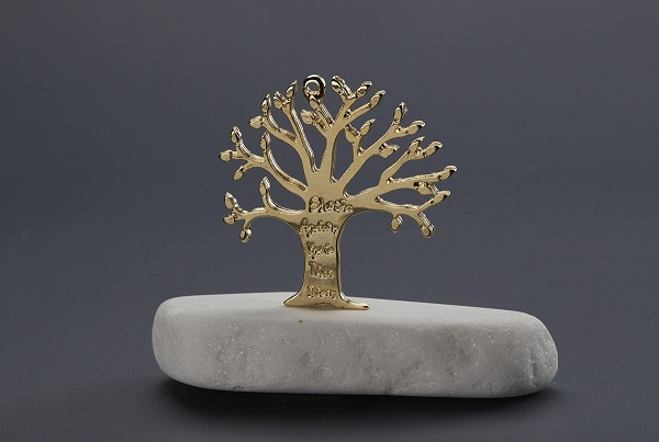 Μπομπονιέρα Γάμου Βότσαλο με Δέντρο Ζωής με ευχές κωδ.1744 - Image 1