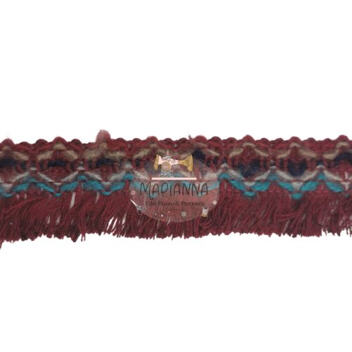 Τρέσα μάλλινη μπορντό με κρόσια κωδ.84382 - Image 1