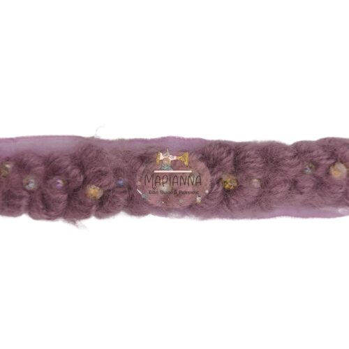 Τρέσα μάλλινη μωβ με χρωματιστά στρας κωδ.91909 - Image 1