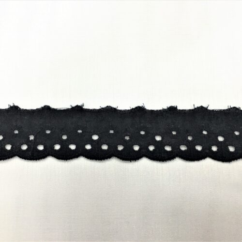 Δαντέλα Βαμβακερή – Ασπροκέντημα μαύρη 2εκ. κωδ.60213 - Image 1