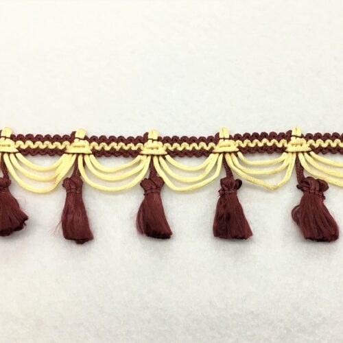 Kρόσσι δίχρωμο Χρυσαφί με Μπορντό με φουντάκια και ποντικοουρά κωδ.710 col.29-10 - Image 1