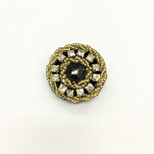 Κουμπί μαύρο με χρυσές χάντρες και στρας κωδ.82094 - Image 1