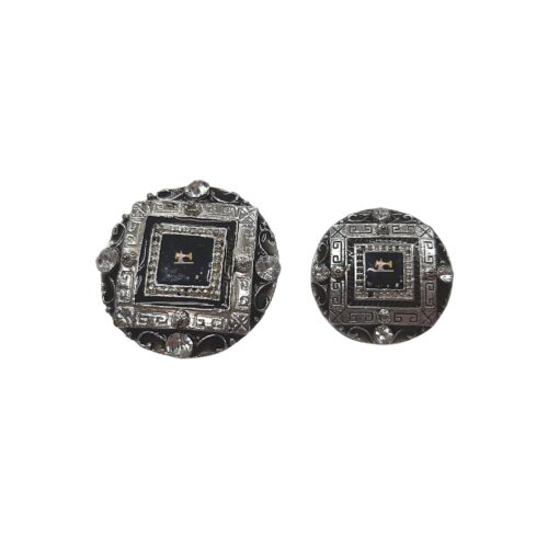 Κουμπί μαύρο με ασημί και στρας κωδ.80070 - Image 1