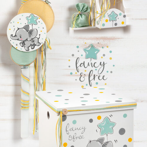 Σετ βάπτισης για αγόρι με ξύλινο κουτί Ελεφαντάκι - Image 1