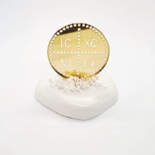 Μπομπονιέρα Γάμου Βότσαλο με Κωνσταντινάτο πλεξιγκλάς κωδ.34008 - Image 1