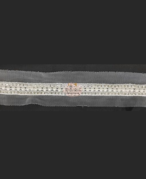 Τρέσα λευκή με πέρλες και στρας 4εκ. κωδ.8921911