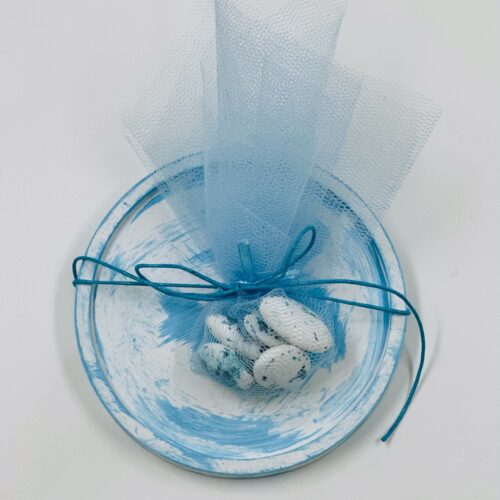 Μπομπονιέρα Μπιζουτιέρα Υγρής Πορσελάνης Λευκή με Σιελ Νερά κωδ.EPRITBW0005 - Image 1