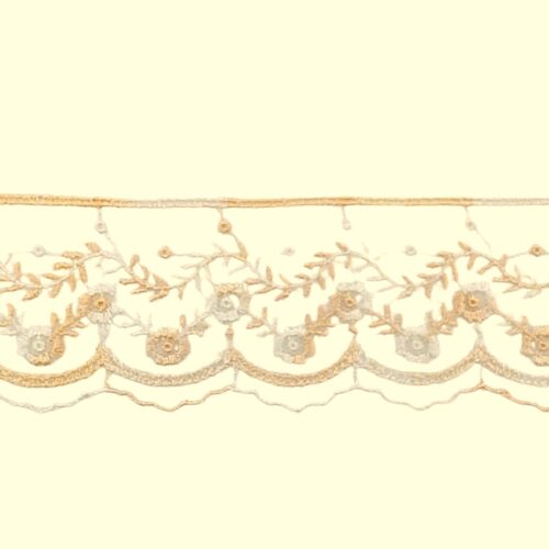 Δαντέλα Σαντιγί Δίχρωμη Μπεζ με Υπόλευκο 4,5εκ. κωδ.40133 - Image 1