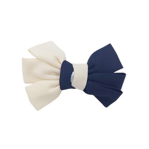 Φιόγκος Δίχρωμος Εκρού-Μπλε με Καρφίτσα - Image 1