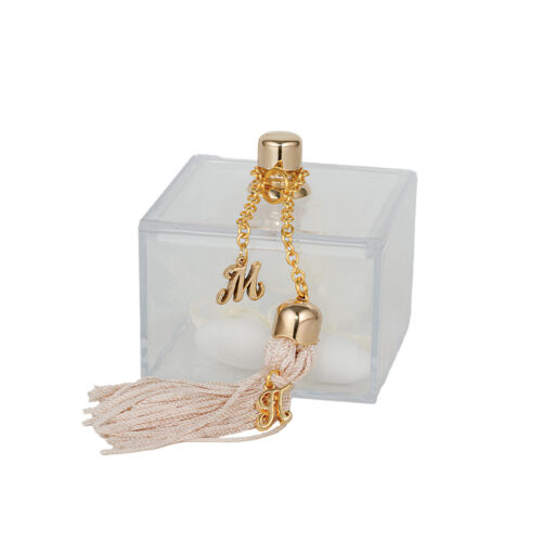 Premium Μπομπονιέρα Γάμου Κουτάκι Πλεξιγκλας με Μονόγραμμα κωδ.BBW10208/24 - Image 1