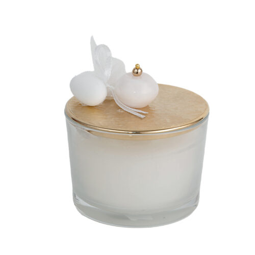 Premium Μπομπονιέρα Κερί με Χρυσό Καπάκι και Πέρλα κωδ.CBW10756/20 - Image 1