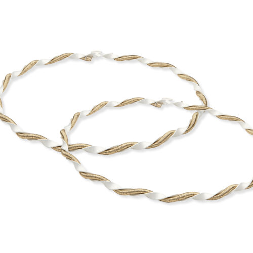 Στέφανα Γάμου Επάργυρα Λευκό Σμάλτο με Χρυσό Κορδόνι κωδ.4822 - Image 1