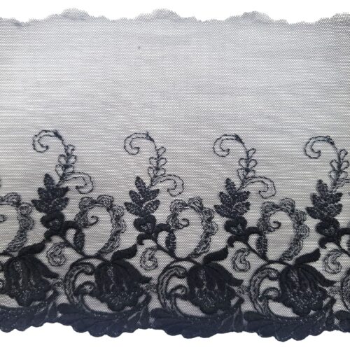 Δαντέλα Σαντιγί Μαύρη με Λουλούδια 16εκ. κωδ.ΔΑΣΑ3 - Image 1