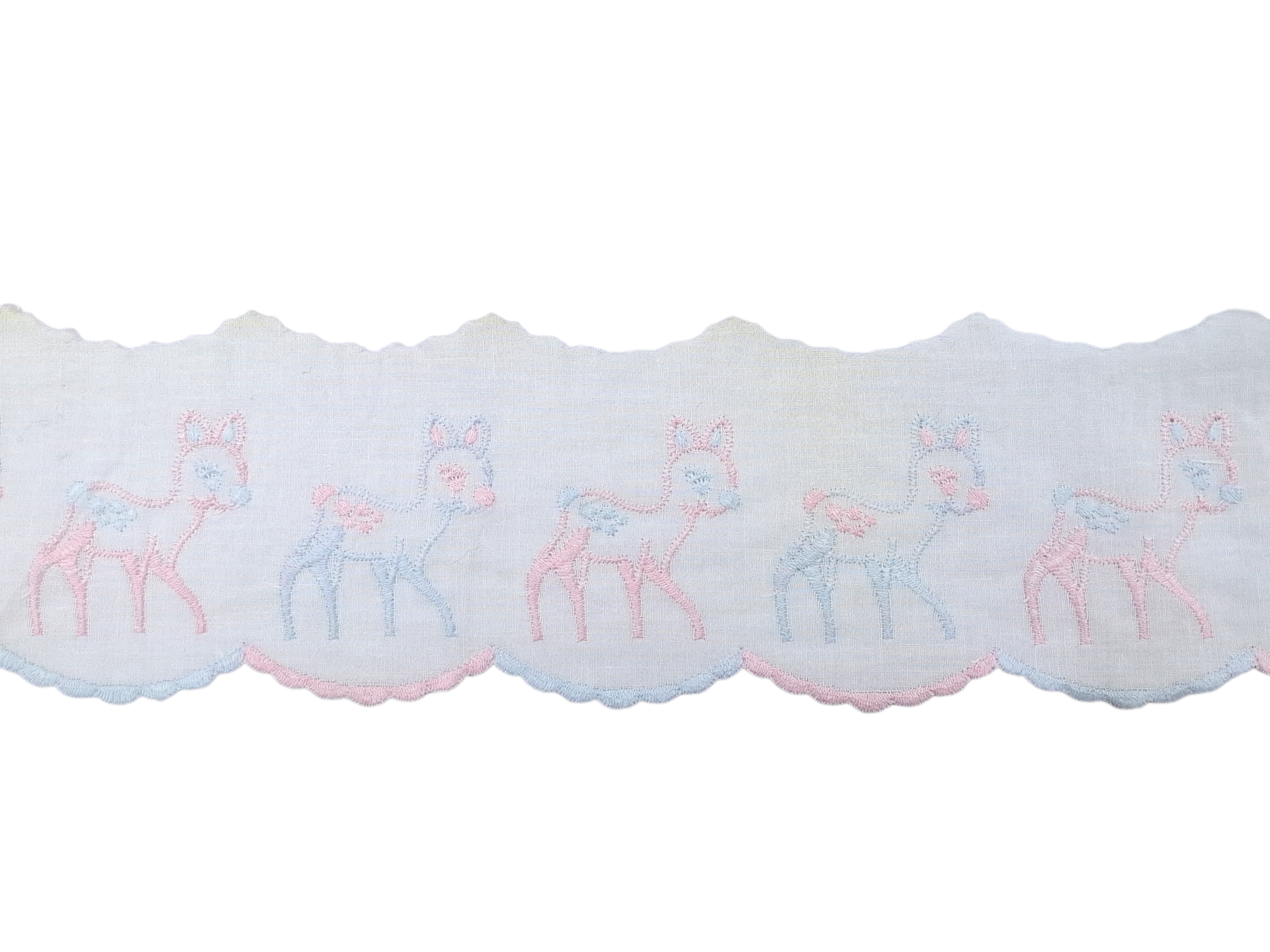 Δαντέλα Ασπροκέντημα Λευκό με Ελαφάκια 7εκ. κωδ.1938