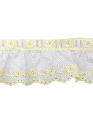 Δαντέλα Ασπροκέντημα Λευκό με Κίτρινο κωδ.32124