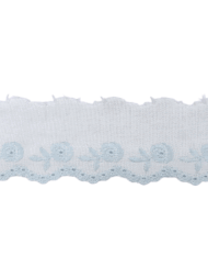 Δαντέλα Ασπροκέντημα Λευκό με Σιελ 4εκ. κωδ.34348