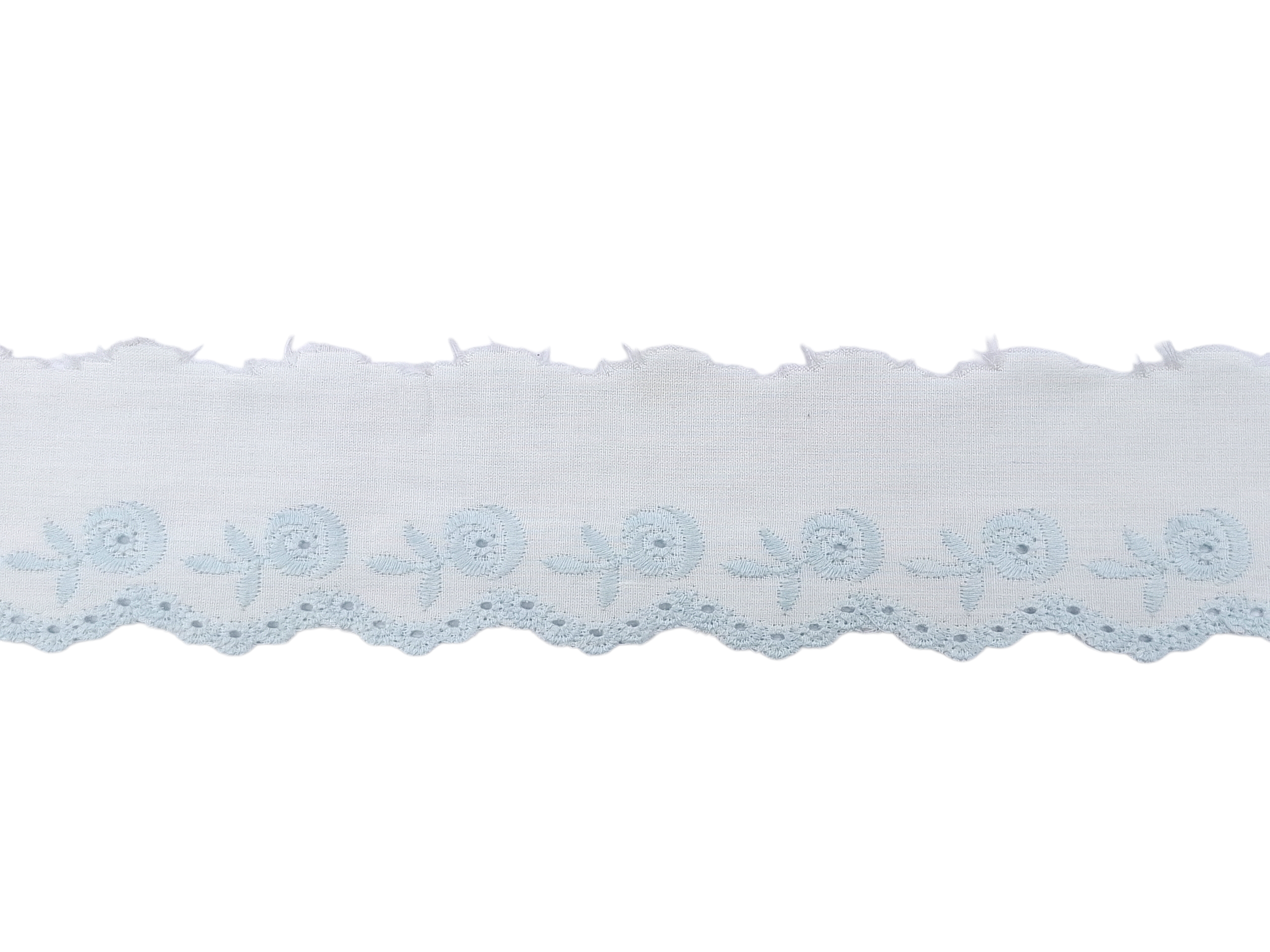 Δαντέλα Ασπροκέντημα Λευκό με Σιελ 4εκ. κωδ.34348