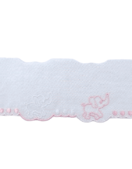 Δαντέλα Ασπροκέντημα Λευκό με Ροζ Ελεφαντάκια 5εκ. κωδ.60158