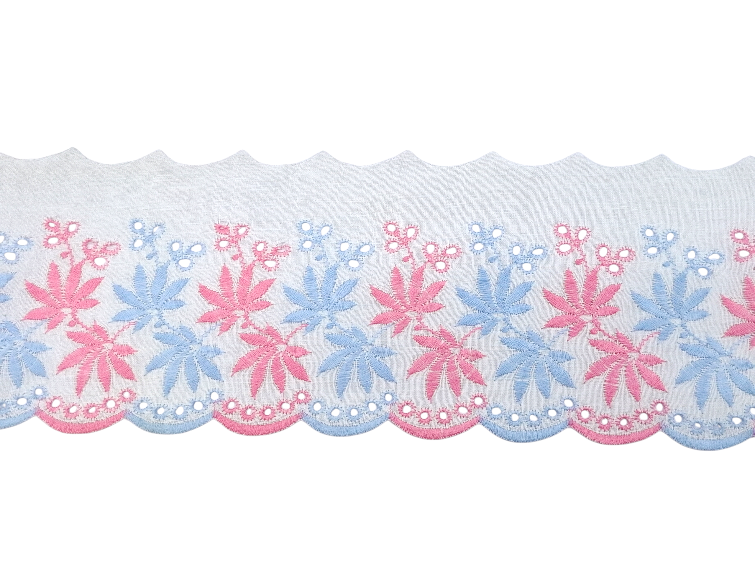 Δαντέλα Ασπροκέντημα με Λουλούδια 7,5εκ. κωδ.ΔΑΑΣΠ11