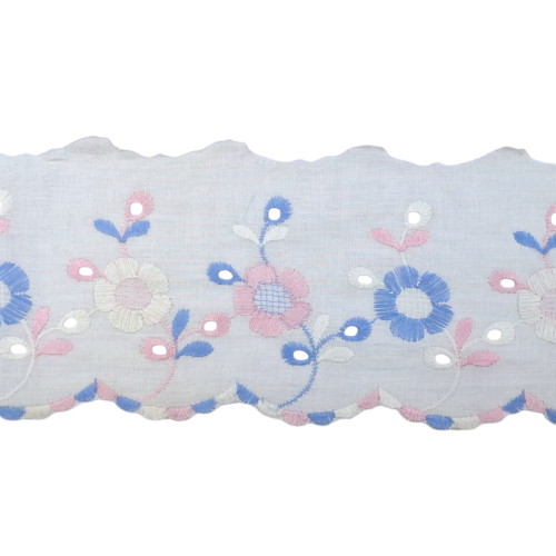 Δαντέλα Ασπροκέντημα Λευκό με Λουλούδια 9εκ. κωδ.ΔΑΑΣΠ12 - Image 1