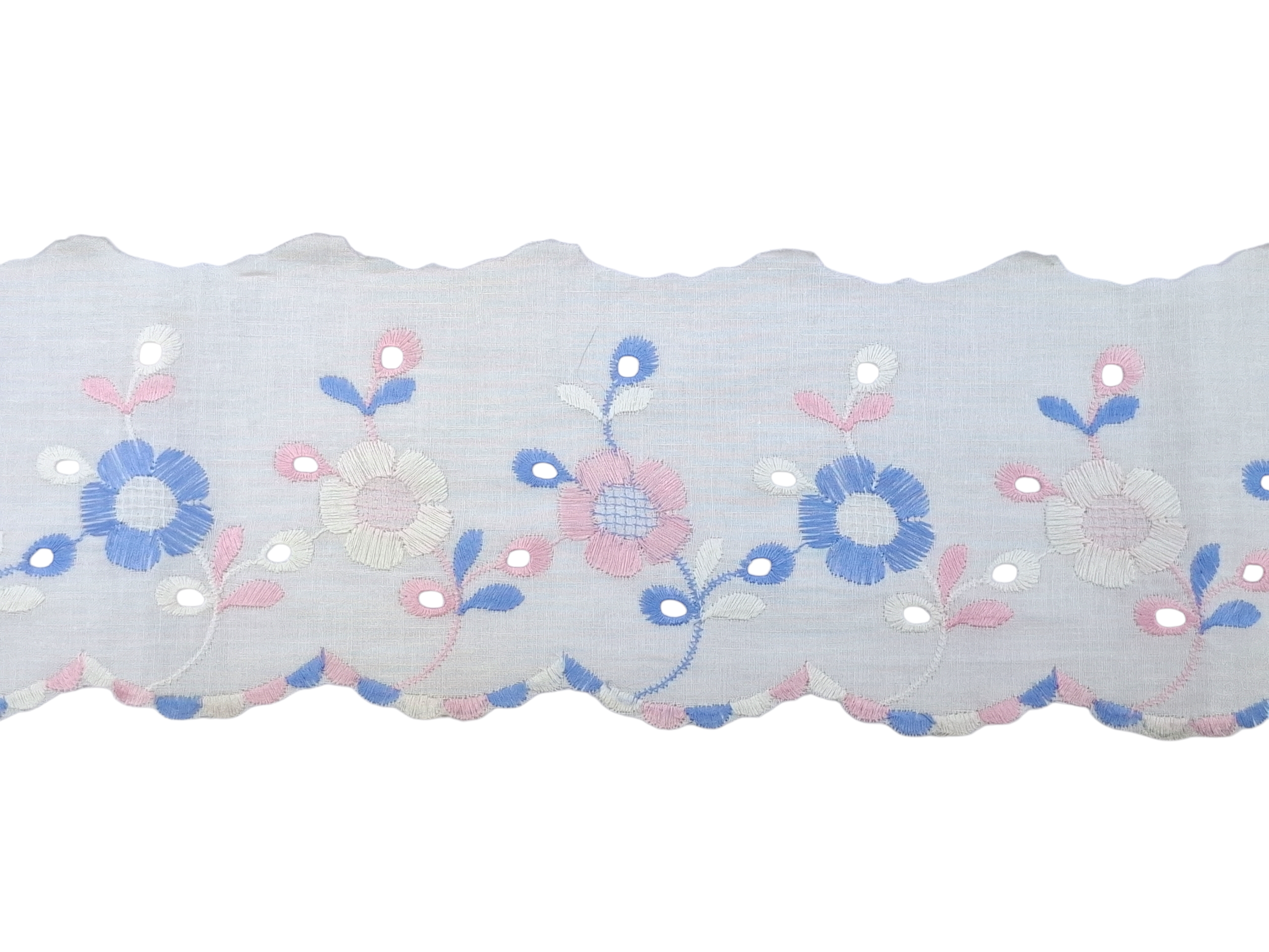 Δαντέλα Ασπροκέντημα Λευκό με Λουλούδια 9εκ. κωδ.ΔΑΑΣΠ12