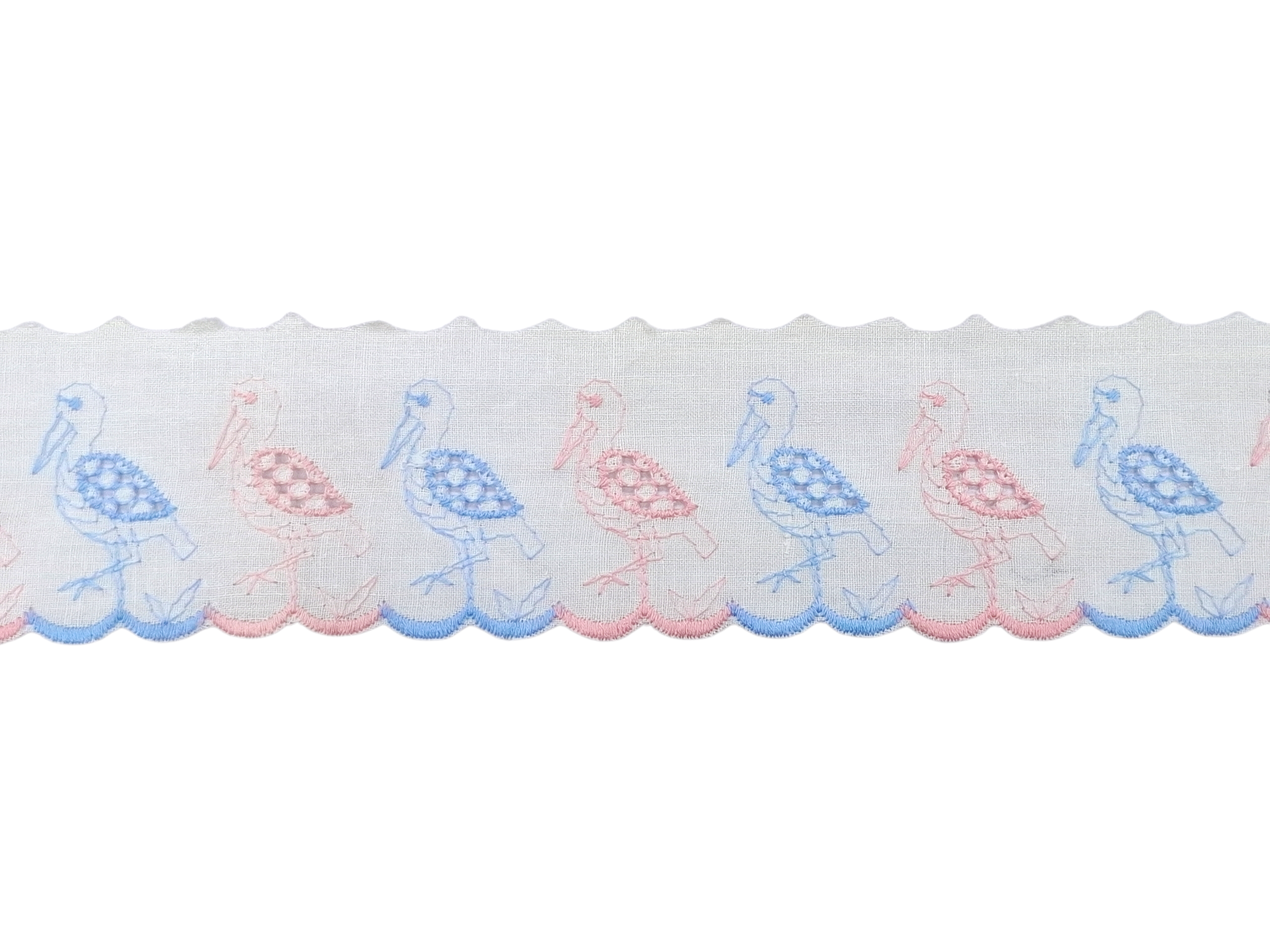 Δαντέλα Ασπροκέντημα 4,5εκ. με Πελαργούς κωδ.ΔΑΑΣΠ14