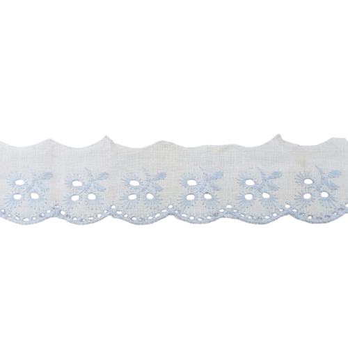 Δαντέλα Ασπροκέντημα-Μπροντερί Λευκό με Σιελ 2,5εκ. κωδ.ΔΑΑΣΠ7 - Image 1