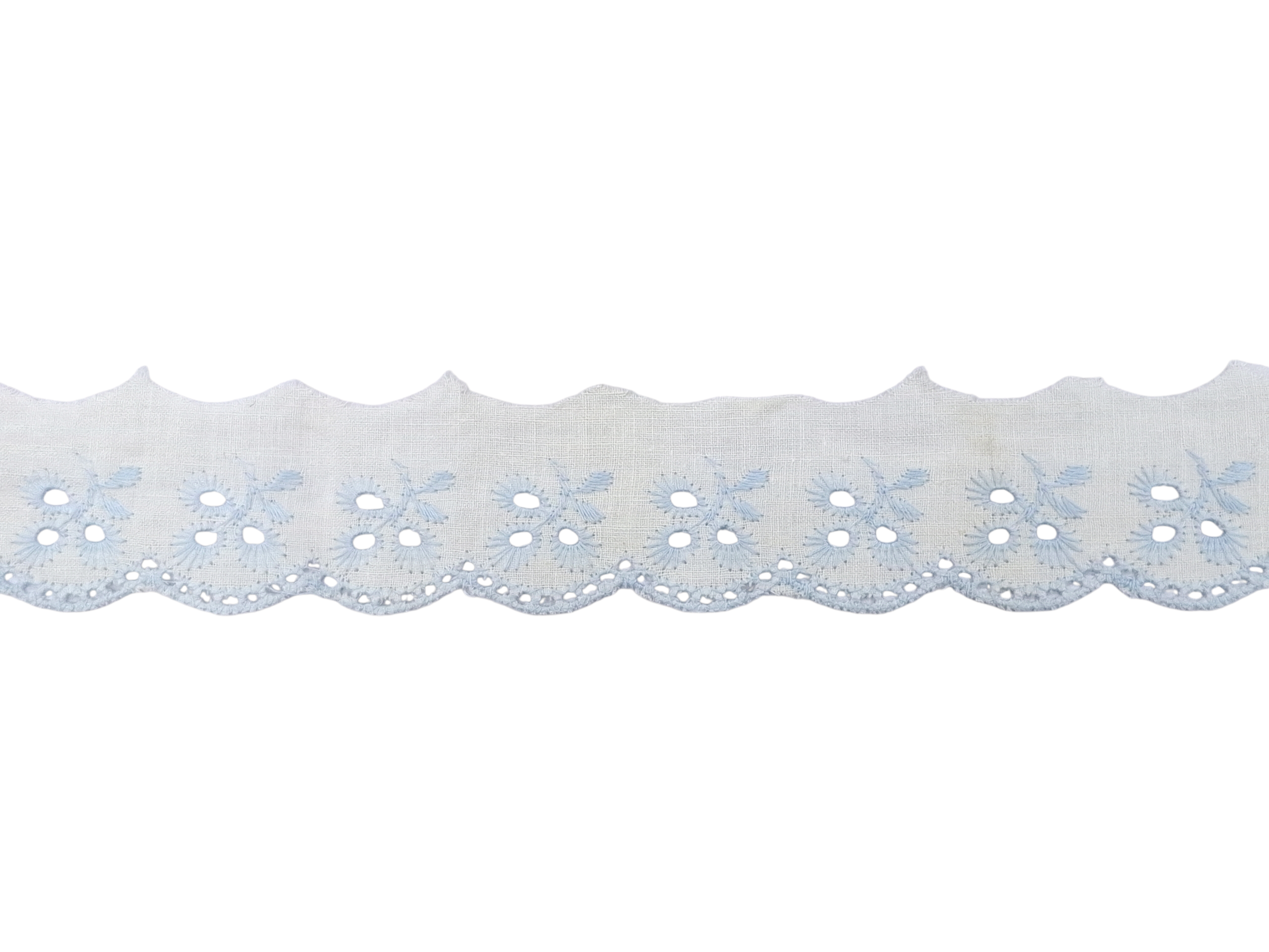 Δαντέλα Ασπροκέντημα-Μπροντερί Λευκό με Σιελ 2,5εκ. κωδ.ΔΑΑΣΠ7