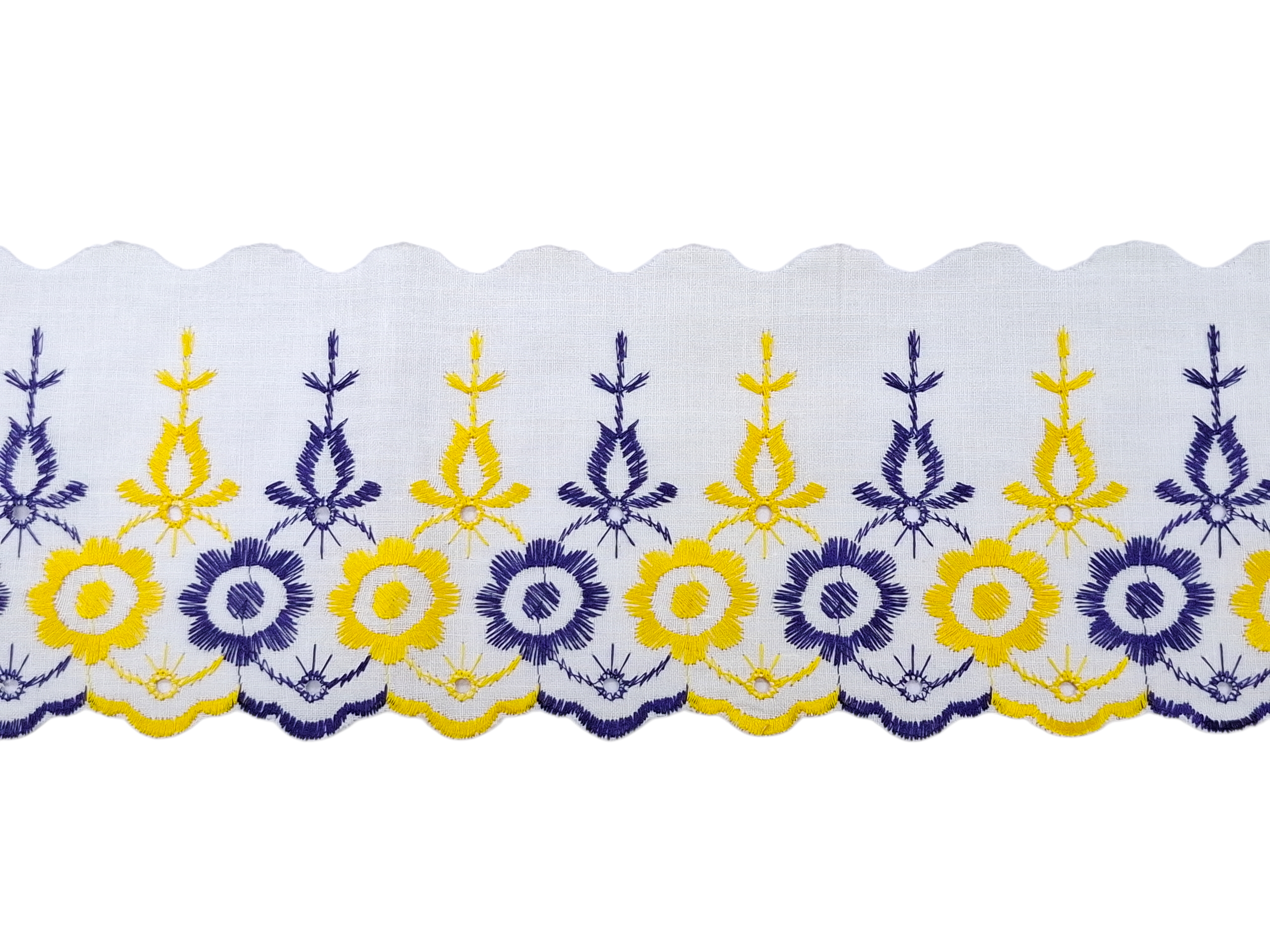 Δαντέλα Ασπροκέντημα Λευκό με Λουλούδια 8εκ. κωδ.ΔΑΑΣΠ9