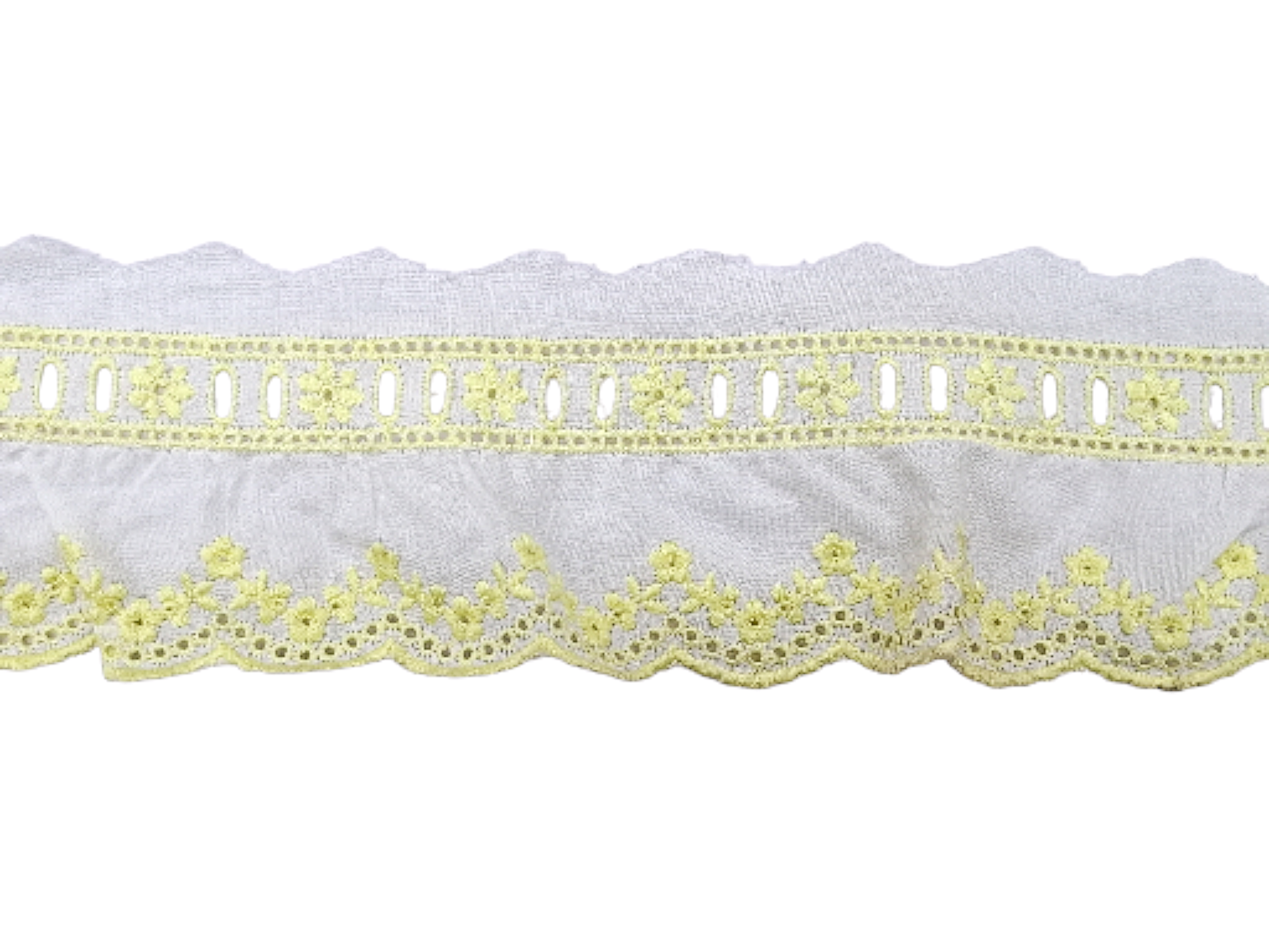 Δαντέλα Ασπροκέντημα Λευκό με Κίτρινο 5,5εκ. κωδ.ΔΑΑΣΠ1