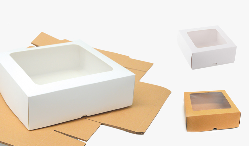 Κουτί Τετράγωνο Χάρτινο με Καπάκι και Παράθυρο Ζελατίνα 10cm x 10cm x 5cm κωδ.0402212