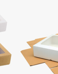 Κουτί Τετράγωνο Χάρτινο με Καπάκι και Παράθυρο Ζελατίνα 13cm x 13cm x 5cm κωδ.0402213