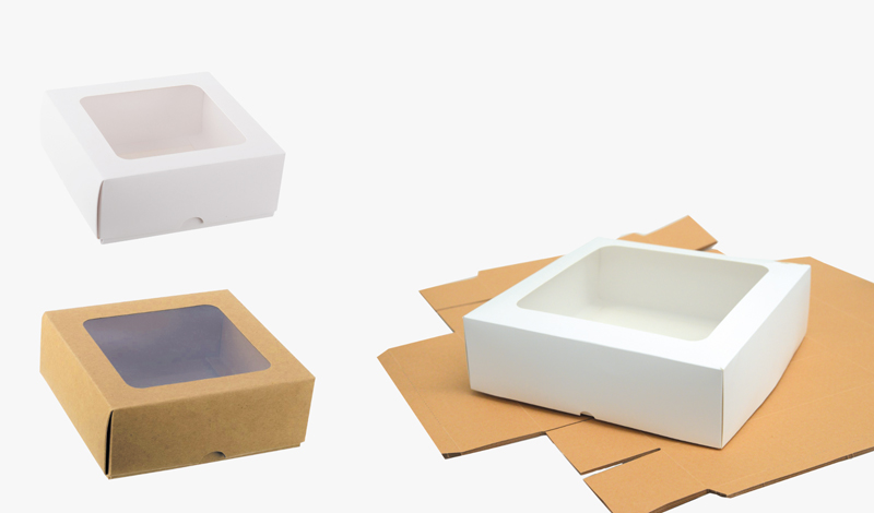 Κουτί Τετράγωνο Χάρτινο με Καπάκι και Παράθυρο Ζελατίνα 13cm x 13cm x 5cm κωδ.0402213