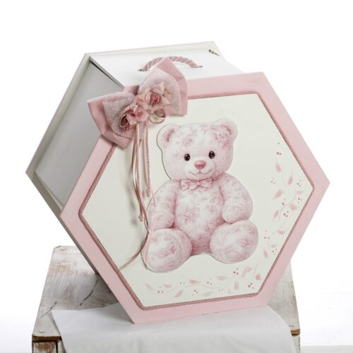 Σετ Βάπτισης Εξάγωνο Κουτί "Pink Bear" - Image 2