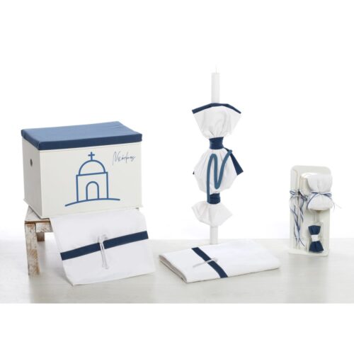 Σετ Βάπτισης Κουτί-Θρανίο "Cycladic Blue Church" 2625 - Image 1
