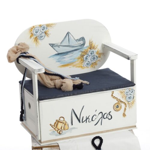 Σετ Βάπτισης Παγκάκι "Paper Boat Dreamer" Ζωγραφιστό - Image 2