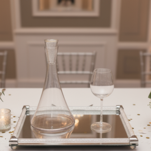 Σετ Γάμου με Καράφα, Ποτήρι & Δίσκο με Κρυσταλλάκια – Elegant Crystal Collection κωδ.STG8484 - Image 1