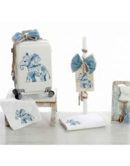 Σετ Βάπτισης Τρόλεϊ "Floral Blue Elephant"