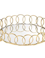 Δίσκος Στρόγγυλος Μεταλλικός Χρυσός με Καθρέφτη κωδ.144-5253